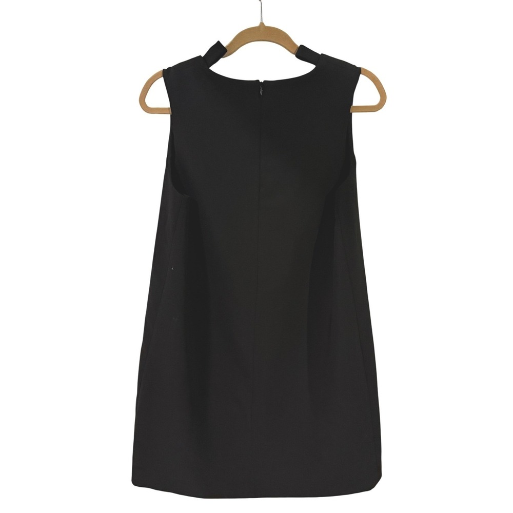 Amanda Uprichard Women's Black Crepe Shift Dress M Sleeveless Minimalist LBD - Picture 2 of 6